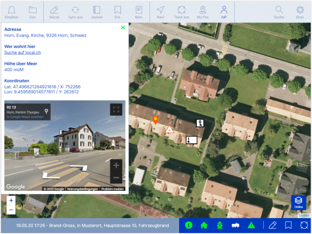 Tablette de navigation et de suivi des pompiers